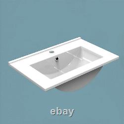 600mm White Bathroom Ceramic Sink and Cabinet Cupboard Freestanding Vanity Units