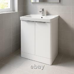 600mm White Bathroom Vanity Unit Floor Standing Cabinet Ceramic Sink Waterproof