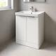 600mm White Bathroom Vanity Unit Floor Standing Cabinet Ceramic Sink Waterproof
