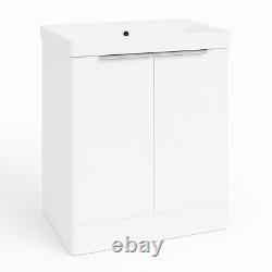 600mm White Bathroom Vanity Unit Floor Standing Cabinet Ceramic Sink Waterproof