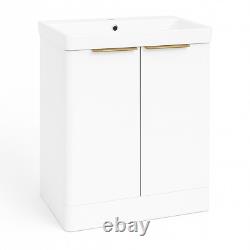 600mm White Bathroom Vanity Unit Floor Standing Cabinet Ceramic Sink Waterproof