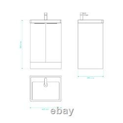600mm White Bathroom Vanity Unit Floor Standing Cabinet Ceramic Sink Waterproof
