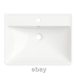 600mm White Bathroom Vanity Unit Floor Standing Cabinet Ceramic Sink Waterproof