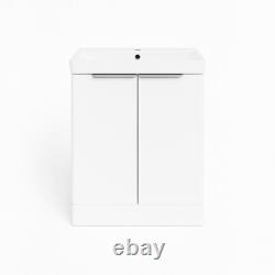 600mm White Bathroom Vanity Unit Floor Standing Cabinet Ceramic Sink Waterproof