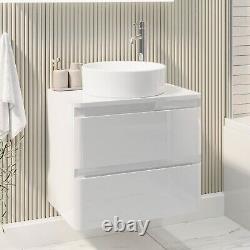 600mm White Wall Hung Countertop Vanity Unit with Basin P BUN/BeBa 27416/78664