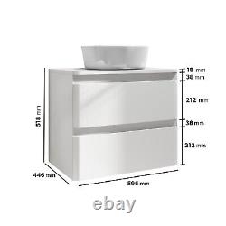 600mm White Wall Hung Countertop Vanity Unit with Basin P BUN/BeBa 27416/78664