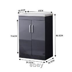 610mm Floor Standing Bathroom Vanity Unit Ceramic Sink Basin Storage Cabinet