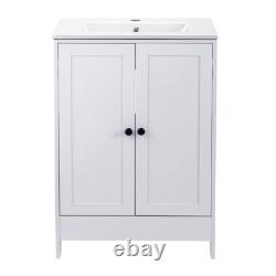 610mm Freestanding Vanity Unit with Basin Bathroom Sink Cabinet White Modern