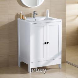 610mm Freestanding Vanity Unit with Basin Bathroom Sink Cabinet White Modern