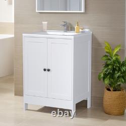 610mm Freestanding Vanity Unit with Basin Bathroom Sink Cabinet White Modern