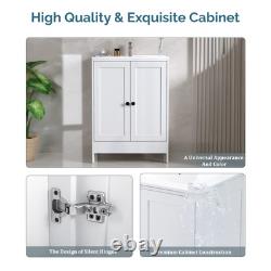 610mm Freestanding Vanity Unit with Basin Bathroom Sink Cabinet White Modern