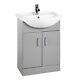 650mm Bathroom Basin Sink Vanity Unit Floor Standing Gloss Grey Storage Cabinet
