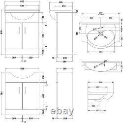 650mm Bathroom Basin Sink Vanity Unit Floor Standing Gloss Grey Storage Cabinet