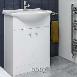 650mm Bathroom Basin Sink Vanity Unit Floor Standing Single Tap Hole Matte White