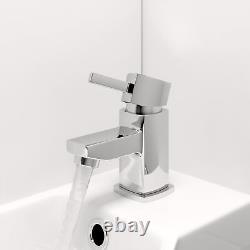 650mm Bathroom Basin Sink & Vanity Unit Gloss White Floorstanding Tap + Waste