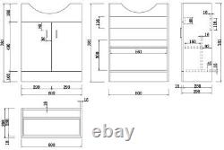 650mm Bathroom Basin Sink & Vanity Unit Gloss White Floorstanding Tap + Waste