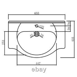 650mm Bathroom Vanity Unit Basin Sink Floor Standing Storage Cupboard White