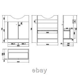 650mm Bathroom Vanity Unit Basin Sink Floor Standing Storage Cupboard White