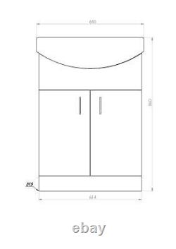 650mm Cloakroom Suite Bathroom Vanity Basin Unit & Toilet Set with Tap Option
