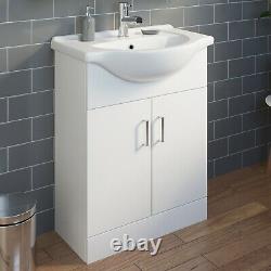 650mm Floorstanding Bathroom Vanity Unit & Basin Single Tap Hole White Gloss