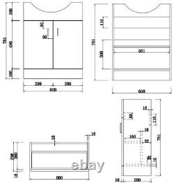 650mm Floorstanding Bathroom Vanity Unit & Basin Single Tap Hole White Gloss