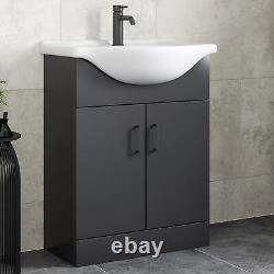 650mm Freestanding Vanity Unit with Basin Bathroom Sink Cabinet Matt Black