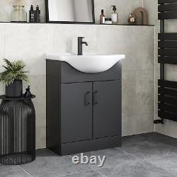 650mm Freestanding Vanity Unit with Basin Bathroom Sink Cabinet Matt Black