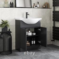 650mm Freestanding Vanity Unit with Basin Bathroom Sink Cabinet Matt Black