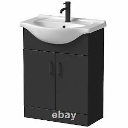 650mm Freestanding Vanity Unit with Basin Bathroom Sink Cabinet Matt Black