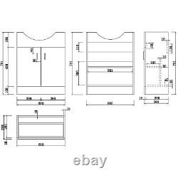 650mm Freestanding Vanity Unit with Basin Bathroom Sink Cabinet Matt Black