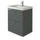 700mm Bathroom Cabinet Vanity Unit Apollo Floor Ceramic Basin Sink Gloss Grey