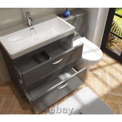 700mm Bathroom Cabinet Vanity Unit Apollo Floor Ceramic Basin Sink Gloss Grey