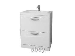 700mm Bathroom Cabinet Vanity Unit Apollo Floor Ceramic Basin Sink Gloss White