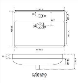 700mm Bathroom Cabinet Vanity Unit Floor Ceramic Basin Sink Gloss White