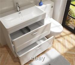 700mm Bathroom Cabinet Vanity Unit Floor Ceramic Basin Sink Gloss White