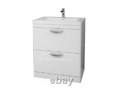 700mm Bathroom Cabinet Vanity Unit Floor Ceramic Basin Sink Gloss White