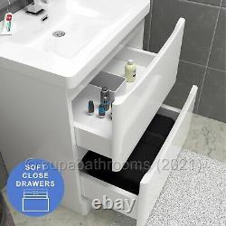 700mm Bathroom Vanity Basin Unit Storage 2 Drawer White Gloss Cabinet Furniture