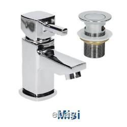 750mm Bathroom Vanity Unit & Basin Sink Floorstanding Gloss White Tap + Waste
