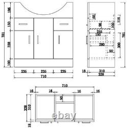 750mm Bathroom Vanity Unit & Basin Sink Floorstanding Gloss White Tap + Waste