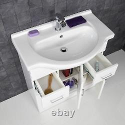 750mm Bathroom Vanity Unit & Basin Sink Tap + Waste Gloss White Floorstanding