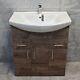 750mm Designer Walnut Oak Vanity Basin Sink Storage Unit Bathroom