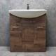 750mm Vanity Unit Inc Ceramic Basin Sink Bathroom Cupboard Storage Walnut