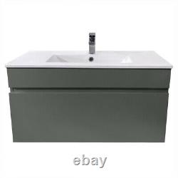 800 mm Bathroom Basin Sink Vanity Unit Wall Hung Storage Gloss Grey Furniture