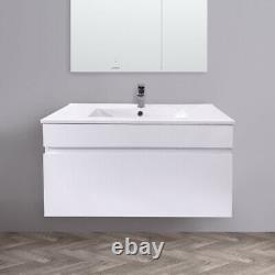 800 mm Bathroom Basin Sink Vanity Unit Wall Hung Storage Gloss White Furniture