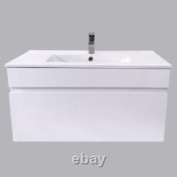 800 mm Bathroom Basin Sink Vanity Unit Wall Hung Storage Gloss White Furniture