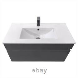 800 mm Bathroom Vanity Unit Basin Sink Storage Furniture Wall Hung Cabinet Grey