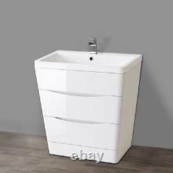 800 mm Bathroom Vanity Unit Cabinet Basin Sink Storage Furniture Gloss White