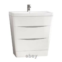 800 mm Bathroom Vanity Unit Cabinet Basin Sink Storage Furniture Gloss White