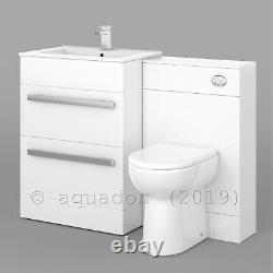 800mm 2 Drawer Vanity Unit Basin Sink and Toilet Bathroom Furniture Suite Turin