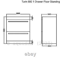 800mm 2 Drawer Vanity Unit Basin Sink and Toilet Bathroom Furniture Suite Turin